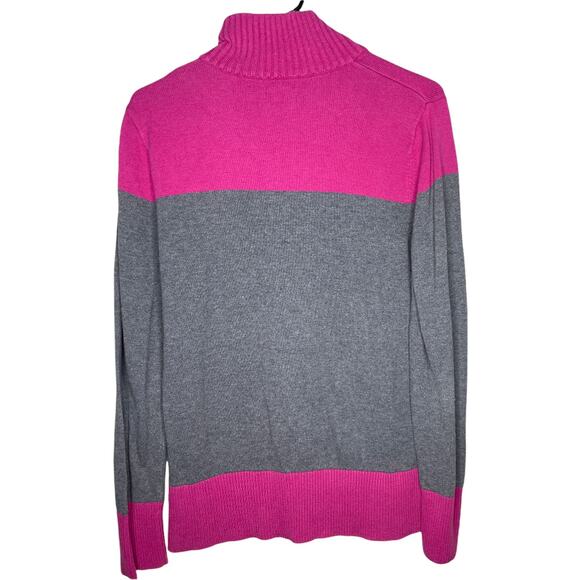 Eddie Bauer Mock Neck Colorblock Sweater Pink Gray Women's Size Large - Picture 2 of 6